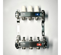 Коллекторная группа 1 x 3 выхода 3/4 STOUT с балансировочными клапанами из нержавеющей стали без концевых групп 451W4303