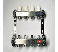 Коллекторная группа 1 x 4 выхода 3/4 STOUT с балансировочными клапанами из нержавеющей стали без концевых групп 451W4304