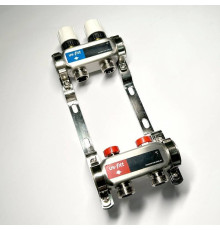 Коллекторная группа 1 x 2 выхода 3/4 STOUT с балансировочными клапанами из нержавеющей стали без концевых групп 451W4302