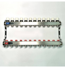 Коллекторная группа 1 x 12 выходов 3/4 STOUT с балансировочными клапанами из нержавеющей стали без концевых групп 451W4312