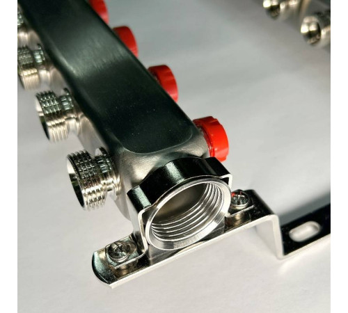 Коллекторная группа 1 x 12 выходов 3/4 STOUT с балансировочными клапанами из нержавеющей стали без концевых групп 451W4312