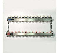 Коллекторная группа 1 x 13 выходов 3/4 STOUT с балансировочными клапанами из нержавеющей стали без концевых групп 451W4313