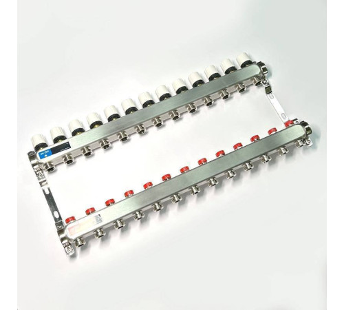 Коллекторная группа 1 x 13 выходов 3/4 STOUT с балансировочными клапанами из нержавеющей стали без концевых групп 451W4313