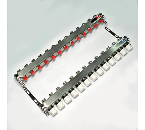 Коллекторная группа 1 x 13 выходов 3/4 STOUT с балансировочными клапанами из нержавеющей стали без концевых групп 451W4313