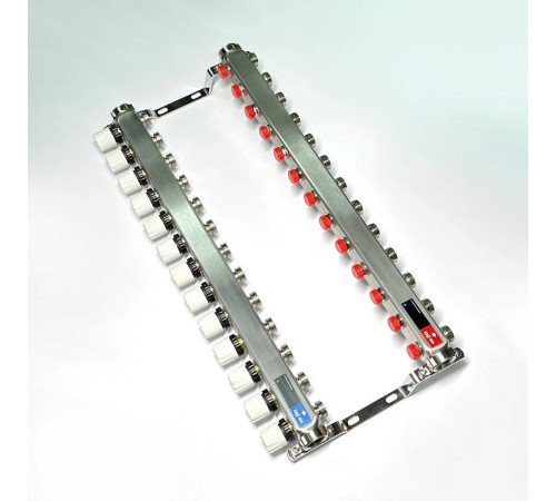 Коллекторная группа 1 x 13 выходов 3/4 STOUT с балансировочными клапанами из нержавеющей стали без концевых групп 451W4313