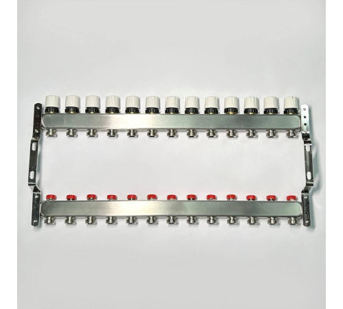 Коллекторная группа 1 x 13 выходов 3/4 STOUT с балансировочными клапанами из нержавеющей стали без концевых групп 451W4313