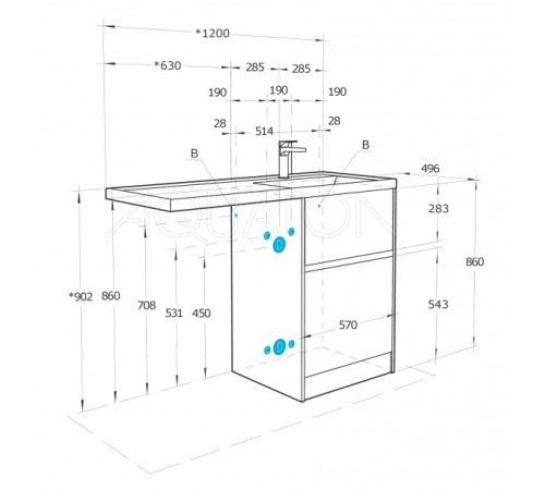 Тумба под раковину Aquaton Лондри 60 Дуб рустикальный 1A2669K1LHDR0