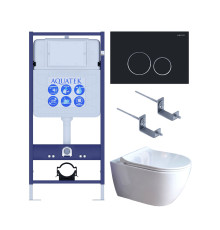 Комплект инсталляции 4 в 1 AQUATEK Поларис (рама INS-0000012, унитаз AQ0700-01, сиденье soft-close, кнопка KDI-0000020) ПОЛАРИС-01-020