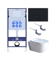Комплект инсталляции 4 в 1 Aquatek Поларис (рама Standard, унитаз AQ0700-01, сиденье soft-close, панель KDI-0000017) ПОЛАРИС-01-017