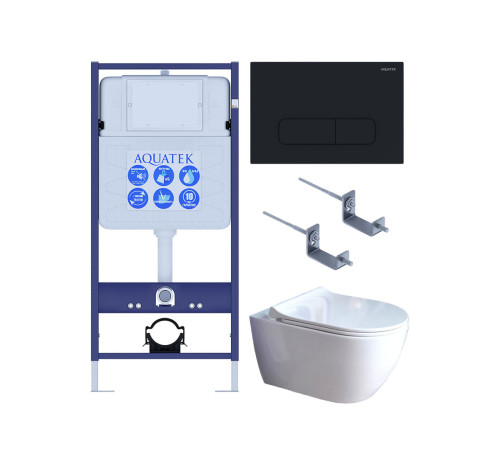 Комплект инсталляции 4 в 1 Aquatek Поларис (рама Standard, унитаз AQ0700-01, сиденье soft-close, панель KDI-0000017) ПОЛАРИС-01-017