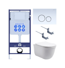 Комплект 4 в 1 инсталляция AQUATEK Standard INS-0000012 клавиша KDI-0000015 унитаз КЛАССИК AQ1111-00 КЛАССИК-015 4в1