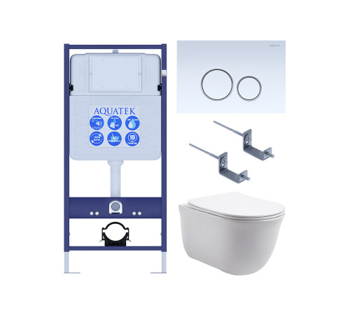 Комплект 4 в 1 инсталляция AQUATEK Standard INS-0000012 клавиша KDI-0000015 унитаз КЛАССИК AQ1111-00 КЛАССИК-015 4в1