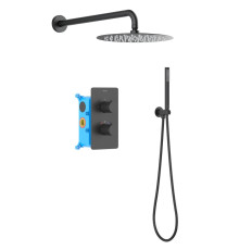 Душевой комплект 3 в 1 Aquanet Европа 2 режима матовый черный AQ1376MB