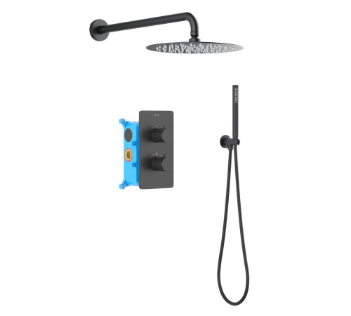 Душевой комплект 3 в 1 Aquanet Европа 2 режима матовый черный AQ1376MB