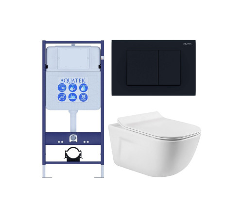 Комплект инсталляции с унитазом AQUATEK ДИВА-012 4в1 (рама INS-0000012, клавиша KDI-0000012, унитаз AQ2012-00) ДИВА-012 4в1
