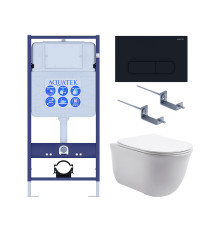 Комплект 4 в 1 инсталляция AQUATEK Standard INS-0000012 клавиша KDI-0000017 унитаз КЛАССИК AQ1111-00 КЛАССИК-017 4в1