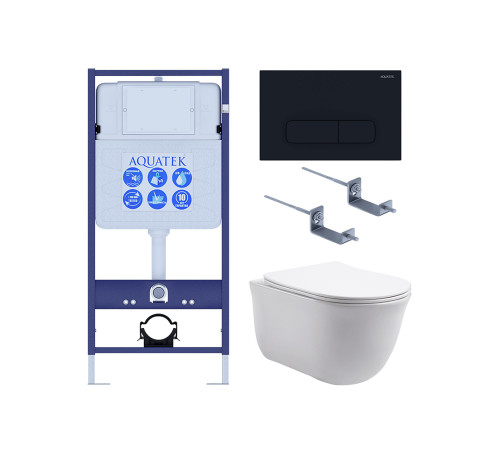 Комплект 4 в 1 инсталляция AQUATEK Standard INS-0000012 клавиша KDI-0000017 унитаз КЛАССИК AQ1111-00 КЛАССИК-017 4в1