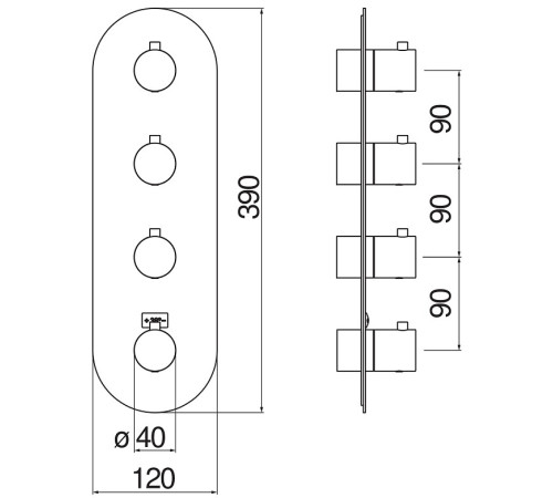 Термостатический смеситель для ванны Webert Live 4 выхода внешняя часть матовый белый WE00104/TWM
