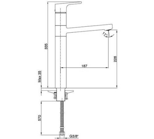Смеситель для раковины E.C.A. Luna 226 без донного клапана 102108949EX