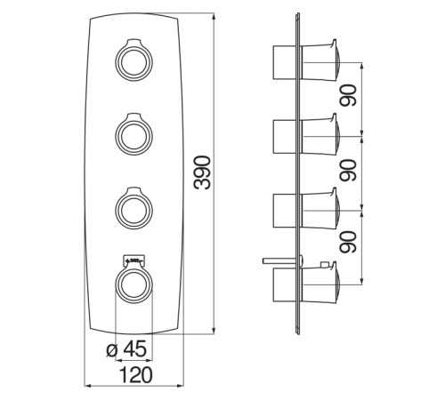 Смеситель для ванны термостатический TopZero Sofi 3 выхода внешняя часть бронза SI98103BR
