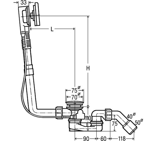 Слив-перелив для ванны Viega Multiplex Visign M9 560 мм DN 40/50 хром 724566