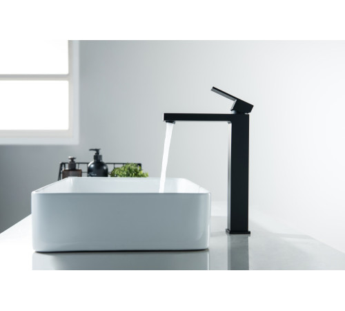 Смеситель для раковины Aquanet Либра высокий 257 мм без донного клапана матовый черный AQ1604MB