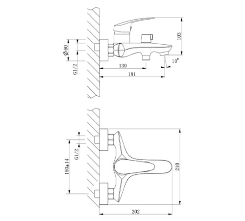 Смеситель для ванны Lemark Linara с коротким изливом хром LM0414C