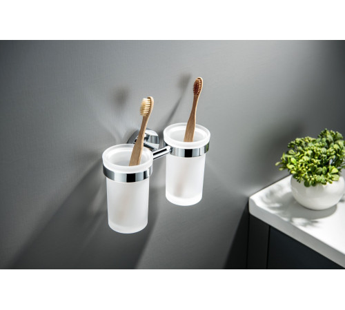 Стакан с держателем двойной Aquanet Europa хром AQ4117CR