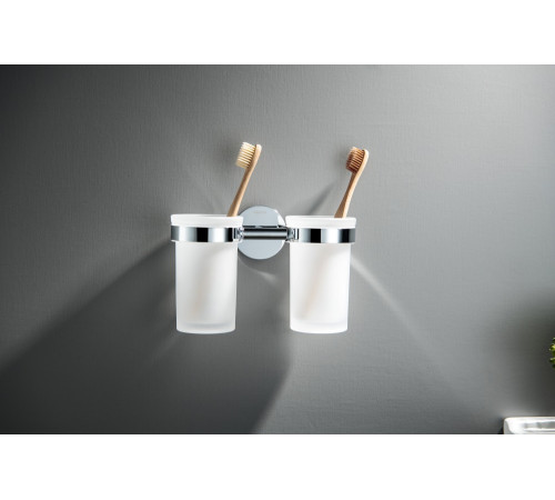 Стакан с держателем двойной Aquanet Europa хром AQ4117CR