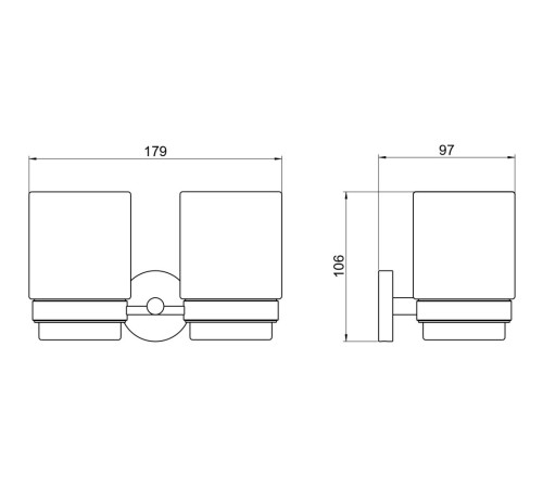 Стакан с держателем двойной Aquanet БЕТТА оружейная сталь AQ4617BGM