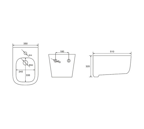 Биде подвесное Aquanet Лугано 510x350x320 мм AQ1002-00