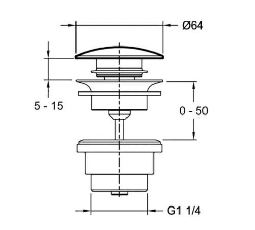 Донный клапан Jacob Delafon Push-open для раковины матовый черный E30536-BL