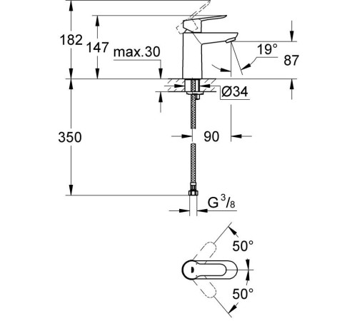 Смеситель для раковины GROHE BauEdge хром 23330000