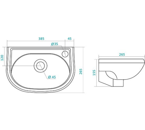 Мини-умывальник Santek Бриз 40 см левое отверстие 1.WH11.0.442
