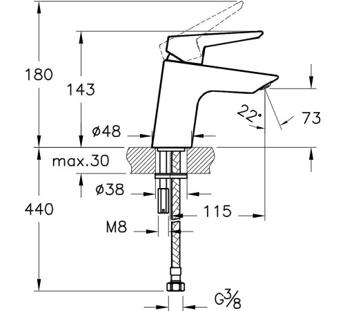 Смеситель для раковины VitrA Solid S A42440EXP