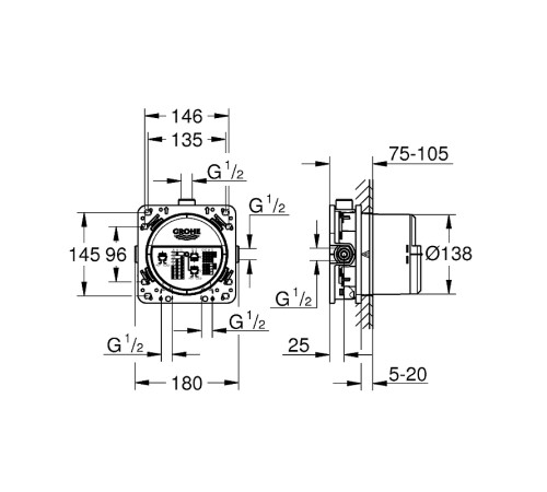 Универсальная встроенная часть GROHE Rapido SmartBox 35600000