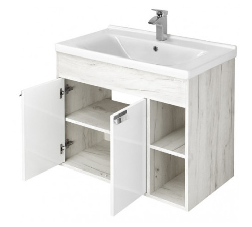 Комплект AQUATON Флай 80 тумба белый/дуб крафт и раковина Миранда 80 1A2374K0FAX10