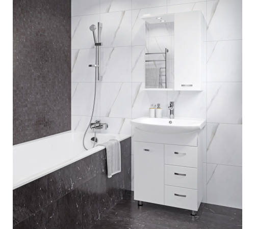 Тумба под умывальник напольная Rosa Лагуна/3 605х720х320 мм белая TLGN65