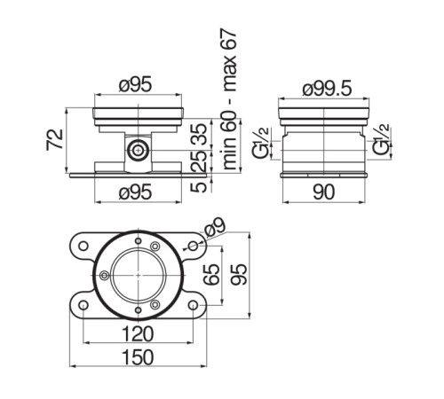 Скрытая часть напольного смесителя Webert WE77250