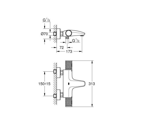 Термостат для ванны GROHE Grohtherm 1000 Performance Pro 1/2 внешний монтаж хром 34830000