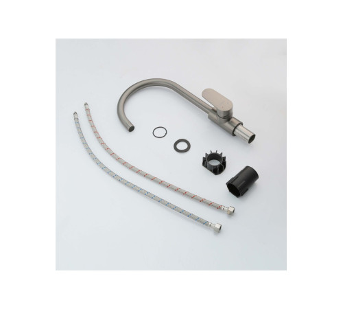 Смеситель для кухни Aquanet Ника полукруглый излив оружейная сталь AQ1882BGM