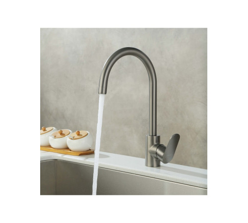 Смеситель для кухни Aquanet Ника полукруглый излив оружейная сталь AQ1882BGM