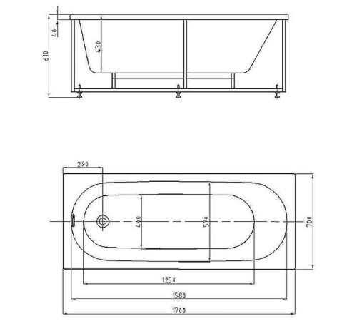 Ванна акриловая Aquatek Оберон 170 чаша OBR170-0000165