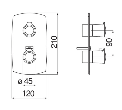 Смеситель для душа термостатический TopZero Sofi внешняя часть SI98102CR