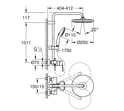 Душевая система GROHE Tempesta System 250 с однорычажным смесителем хром 26673001