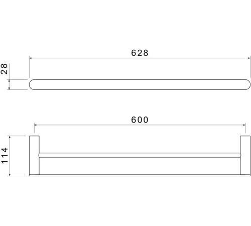 Полотенцедержатель двойной Aquatek Лира 600 мм матовый черный AQ4430MB
