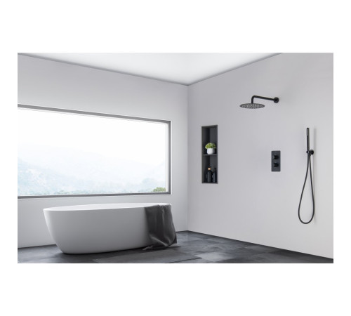 Душевой комплект 3 в 1 Aquanet Европа 2 режима матовый черный AQ1376MB