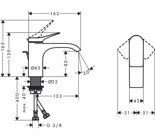 Смеситель для раковины hansgrohe Vivenis 80 75010000