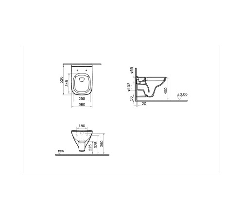 Унитаз подвесной VitrA S20 безободковый 7508B003-0075
