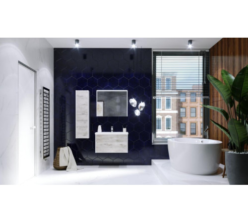 Шкаф-пенал Roca Ronda 320x333x1390 мм левый бетон/белый матовый ZRU9303005